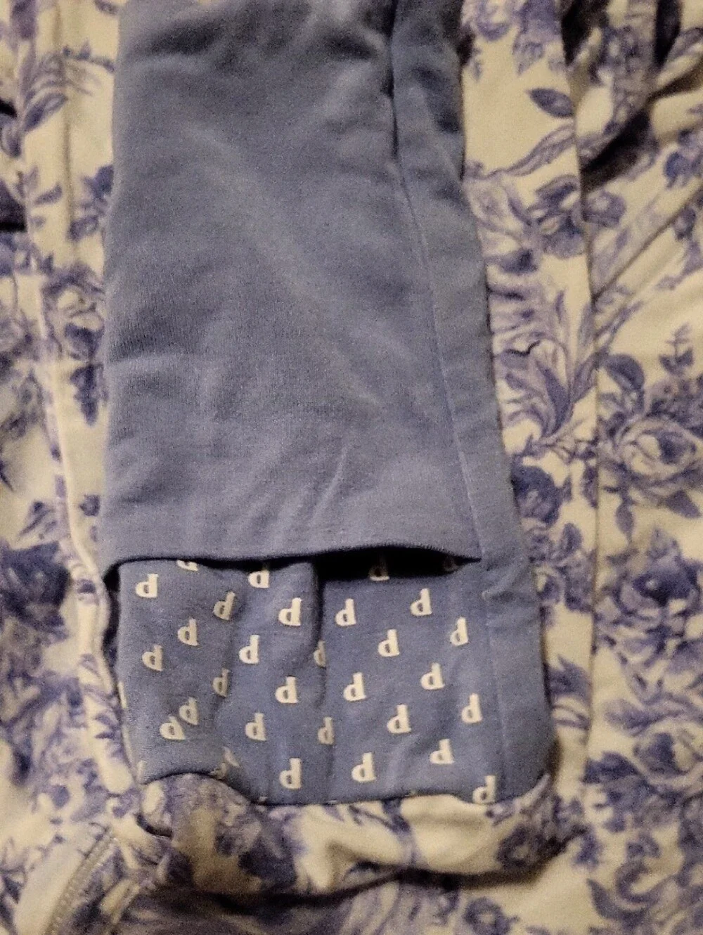 Posh Peanut White and Blue Floral Zip Footie Pajamas